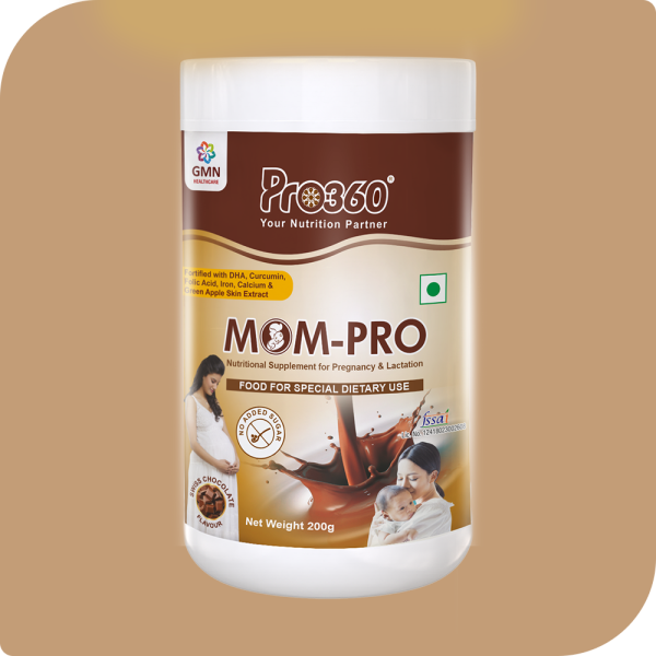 Pro360 MOM-PRO Swiss Chocolate 200g Nutritional Supplement Powder for Pregnant Women – Ideal Maternal Nutrition during Pregnancy with Protein, DHA, Green Apple, Vitamins, Minerals 